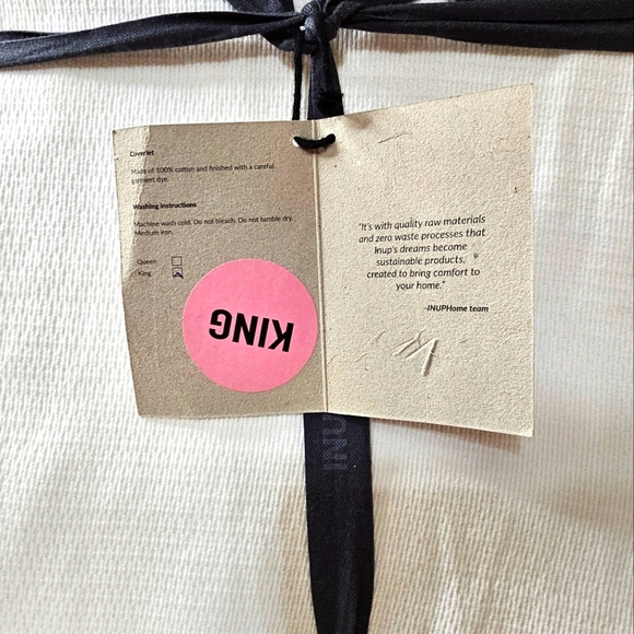 INUP Portugal KING Cotton Textured Gauze Ruffle Shabby Chic White Coverlet NEW - Picture 3 of 4